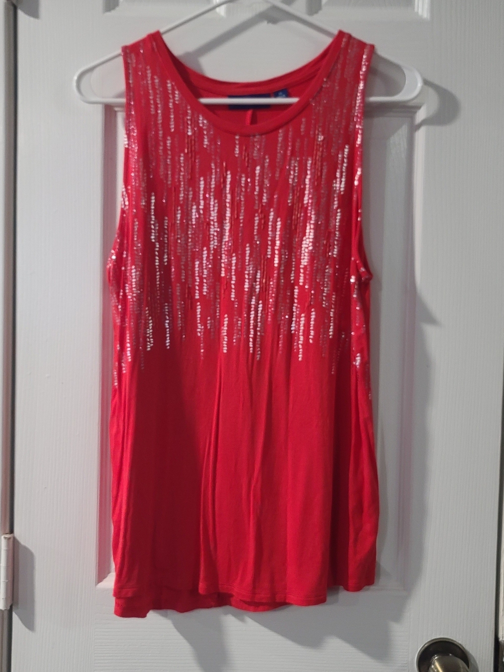 Apt. 9 Red Sequin Trim Sleeveless Tank Top